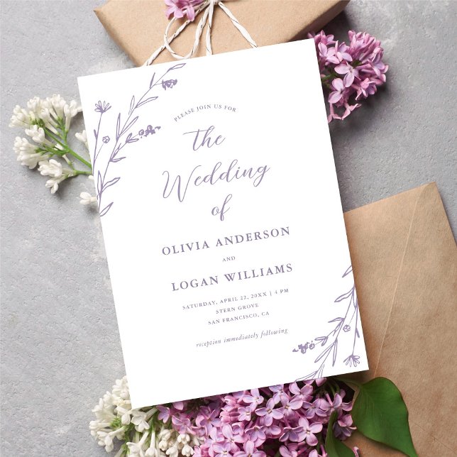 Invitación Hermosa Lavanda Rústica Boda del Boho de Flor Silv (Subido por el creador)