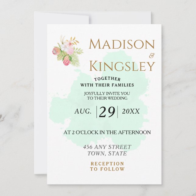 Invitación Hermosa Lime Green 💚 Elegante Boda Boho (Anverso)