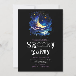 Invitación Hermosa Luna Creciente Nubes Cielo Estrellas Hallo