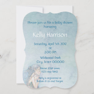 Invitación Hermosa Madre y Bebé Sirena Baby Shower