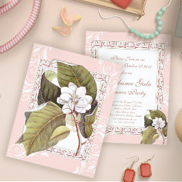 Invitación Hermosa Magnolia Blanca Rosa Fiesta de la cena for