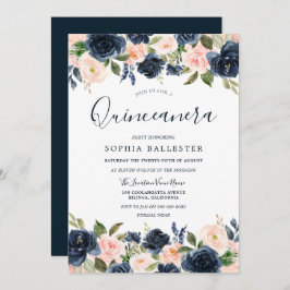 Invitación Hermosa marina y Fiesta floral de Rubor Quinceaner