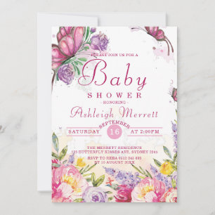 Invitación Hermosa mariposa de Baby Shower