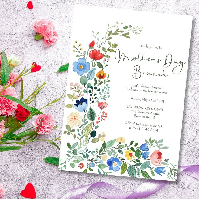 Invitación Hermosa Moda Flores silvestres Brunch del Día de l (Subido por el creador)