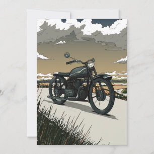 Invitación Hermosa motocicleta antigua vintage