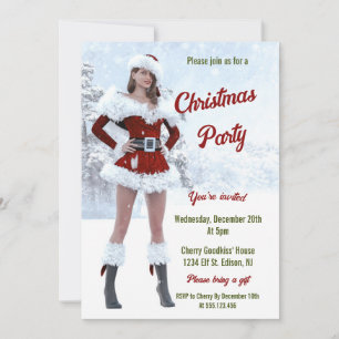 Invitación Hermosa mujer Navidad por la nieve de invierno