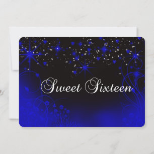 Invitación Hermosa neón morado, estrellas, dulce 16 invitació