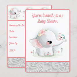 Invitación Hermosa niña blanca elefante
