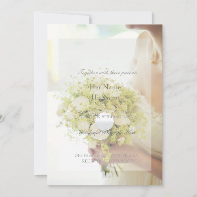 Invitación Hermosa novia con Boda de flores (Anverso)