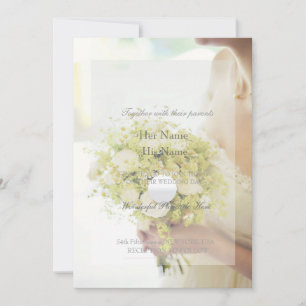 Invitación Hermosa novia con Boda de flores