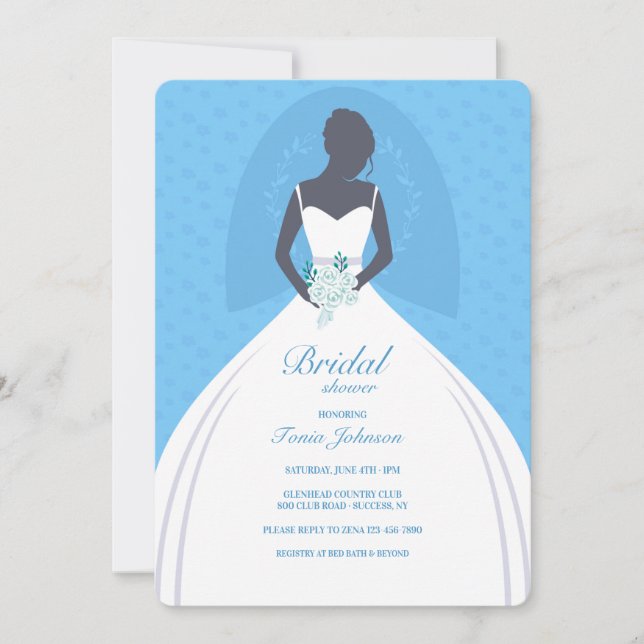 Invitación Hermosa Novia Negra Ducha Bridal (Anverso)