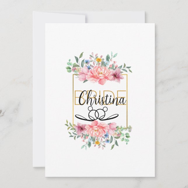 Invitación Hermosa novia será ducha de novia (Anverso)