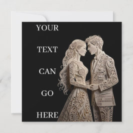 Invitación Hermosa novia y novio de pie junto al mar