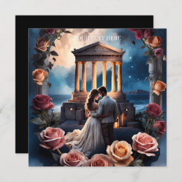 Invitación Hermosa novia y novio de pie junto al mar