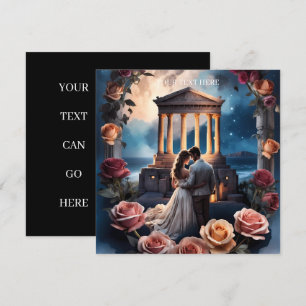 Invitación Hermosa novia y novio parados a orillas del mar