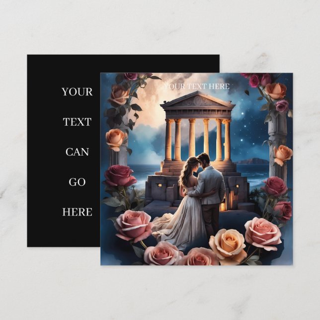 Invitación Hermosa novia y novio parados a orillas del mar (Anverso / Reverso)