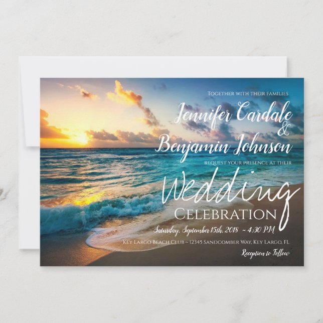 Invitación Hermosa ola oceánica Boda de playa de verano (Anverso)
