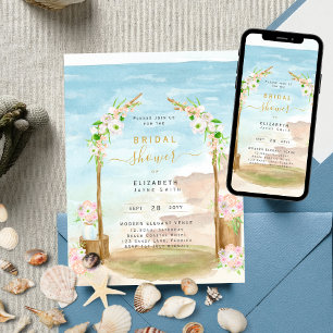 Invitación Hermosa playa Costa Marítima Bridal Ducha Invitaci