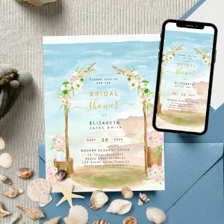 Invitación Hermosa playa Costa Marítima Bridal Ducha Invitaci