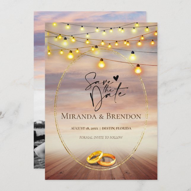 Invitación Hermosa playa de Florida, brillante y tu foto yo (Anverso / Reverso)