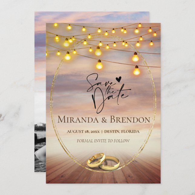 Invitación Hermosa playa de Florida, brillante y tu foto yo (Anverso / Reverso)