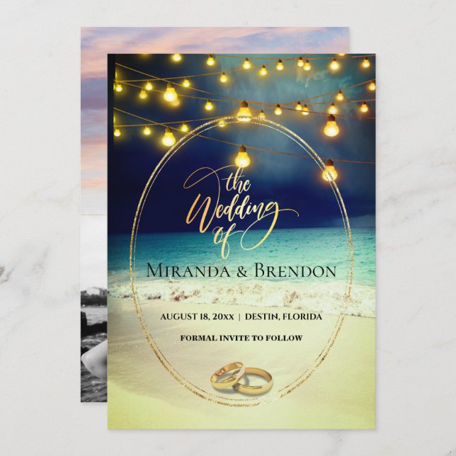 Invitación Hermosa playa de Florida, brillante y tu foto yo (Anverso / Reverso)