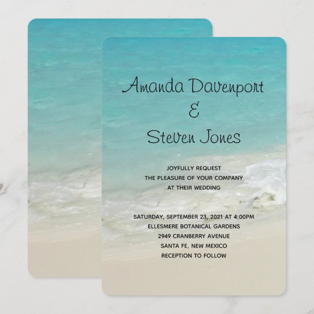 Invitación Hermosa playa tropical Boda de Paraíso Oceánico (Anverso / Reverso)