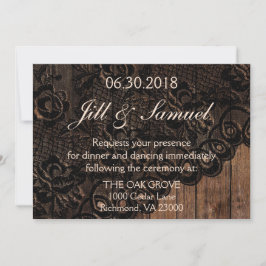 Invitación Hermosa recepción Faux Wood and Lace Wedding