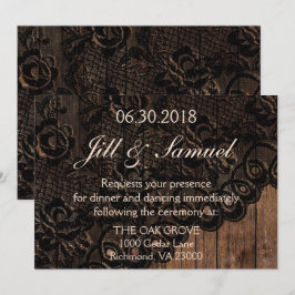Invitación Hermosa recepción Faux Wood and Lace Wedding