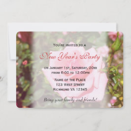 Invitación Hermosa rosa rosa flor de Año Nuevo fiesta