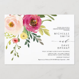 Invitación Hermosa Rubor Floral, Boda de ensayo