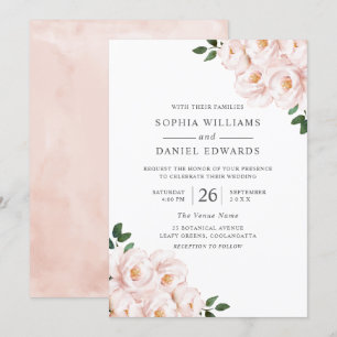 Invitación Hermosa Rubor Rosa Elegante Boda Primavera de Invi