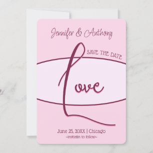 Invitación Hermosa Salven La Fecha Boda De Amor Rosa