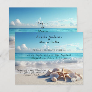 Invitación Hermosa Seashells Starfish Beach Wedding