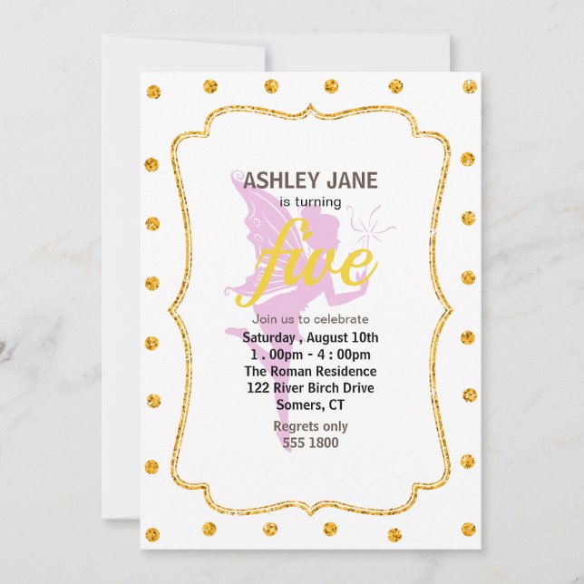 Invitación Hermosa silueta de hada chica (Anverso)