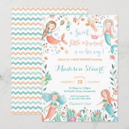 Invitación Hermosa sirena Baby Shower bajo el mar niña bebé