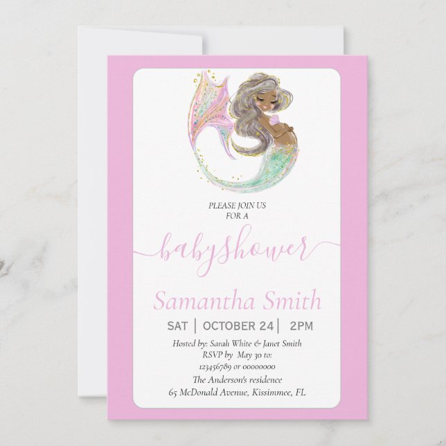 Invitación Hermosa Sirena Dulce Náutico. Bajo El Mar (Anverso)