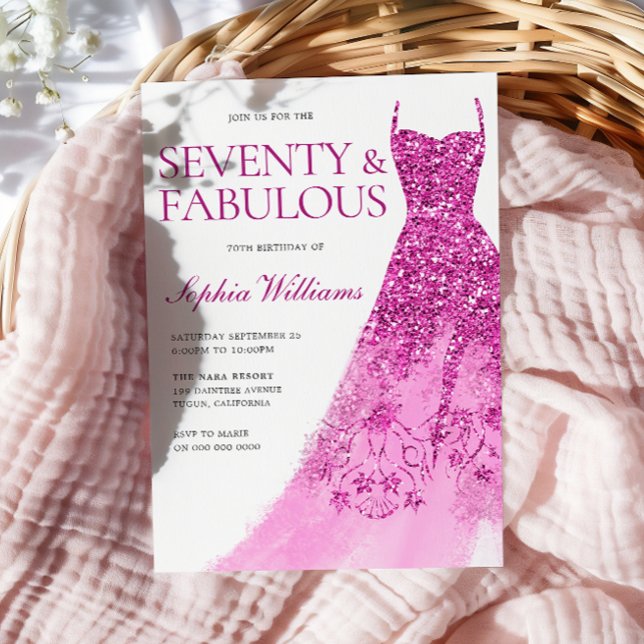 Invitación Hermosa Sparkle Vestido 70 cumpleaños (Subido por el creador)