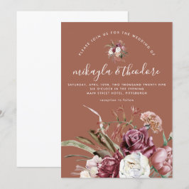 Invitación Hermosa Terracota Boho Floral