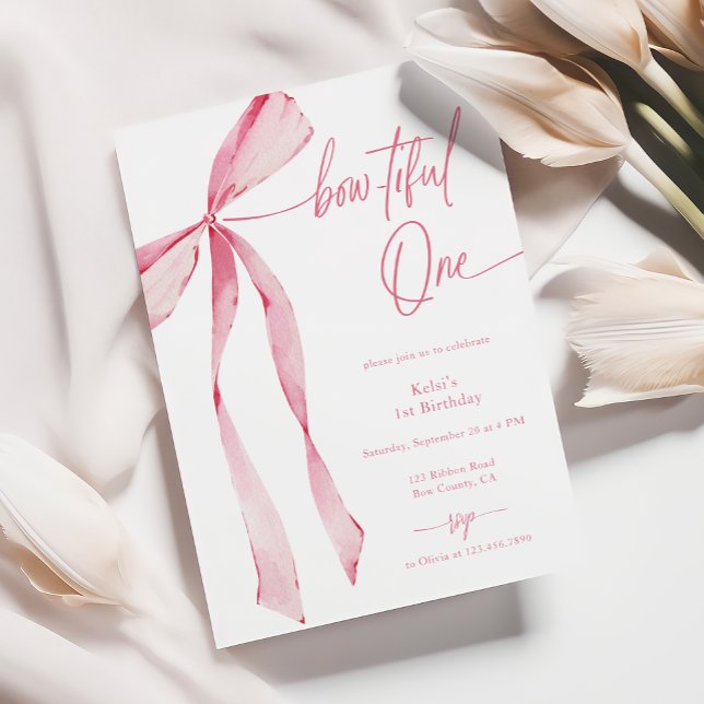 Invitación Hermosa una acuarela Rubor Pink 1er cumpleaños (Subido por el creador)