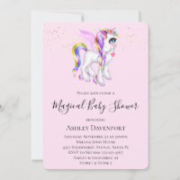 Hermosa unicornio con Baby Shower Rainbow Mane