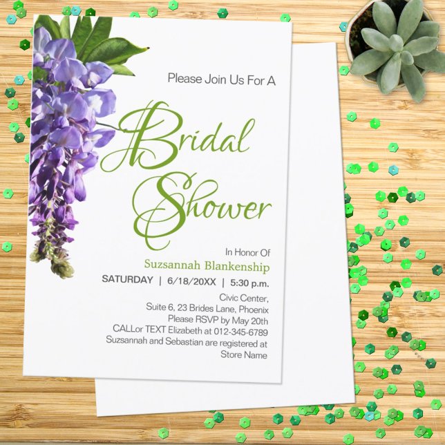 Invitación Hermosa Wisteria Púrpura Flores Ducha Bridal (Subido por el creador)