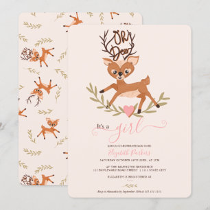 Invitación Hermosa y caprichosa hoja de bosque oh ciervo bebé