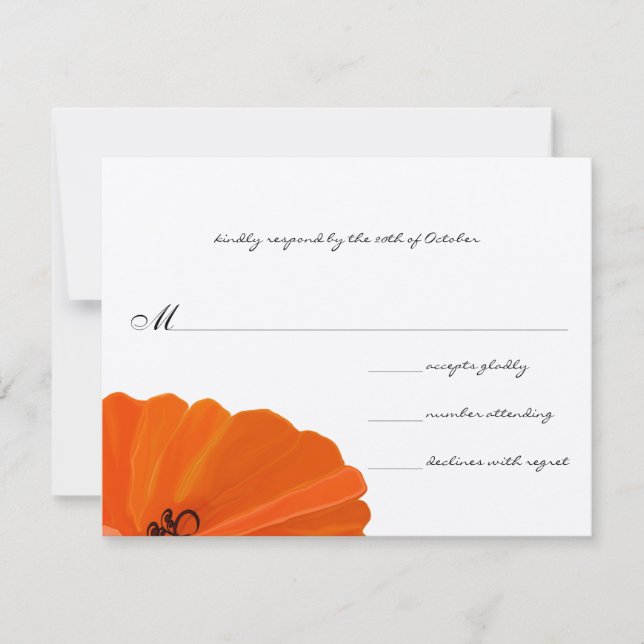 Invitación Hermosa y elegante boda de amapola de coral RSVP (Anverso)
