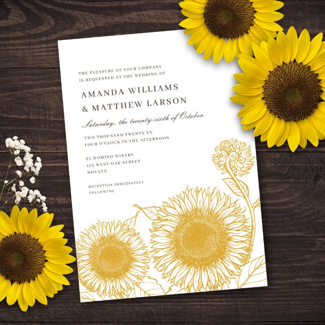 Invitación Hermosa y elegante boda de otoño con girasoles (Subido por el creador)