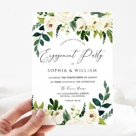 Invitación Hermosa y elegante fiesta de compromiso floral bla