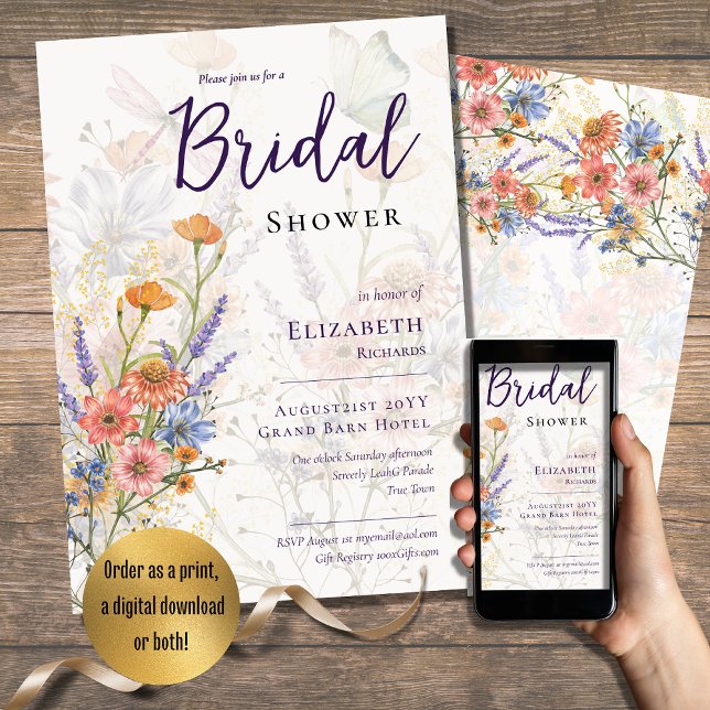 Invitación Hermosa y romántica ducha de novia floral (Subido por el creador)
