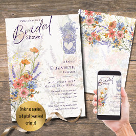 Invitación Hermosa y romántica ducha de novia floral