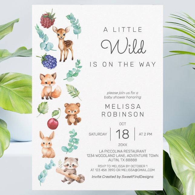 Invitación Hermosa y salvaje ducha de bebé (Lovely Wild Forest Baby Boy Shower Invitation)