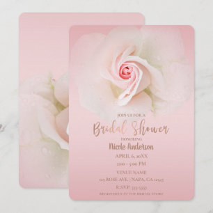 Invitación Hermosa y suave rosa húmeda de color rosa elegante